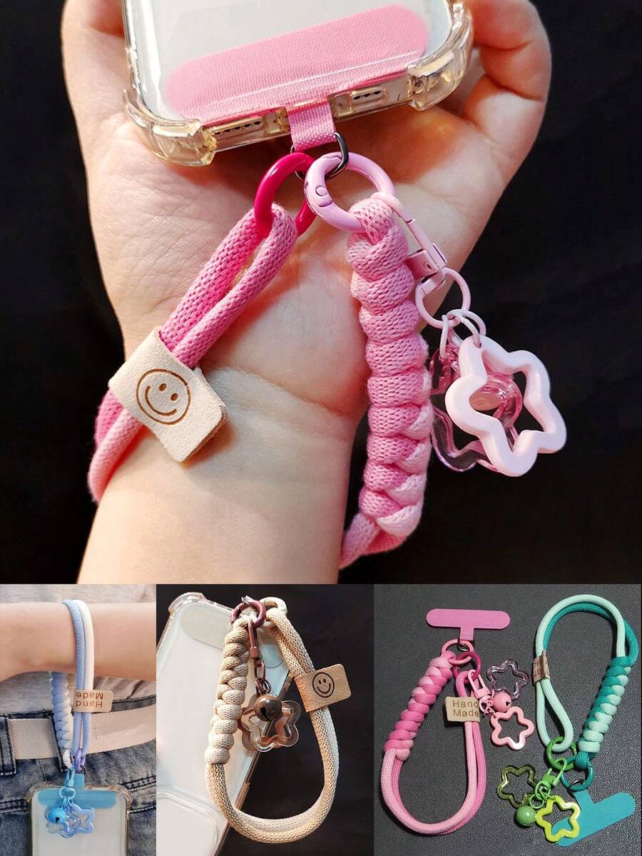 二合一可调节斜挎手机挂绳，结实耐用，简约时尚男女通用相机串珠挂绳，撞色设计，长款和短款可选，带胸垫 - 彩色 - 查看 1