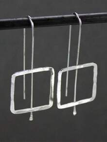 1 par de pendientes con colgante geométrico retro, adecuados para uso diario, fiestas y viajes de las mujeres como regalo de joyería - Plateado - Ver 5