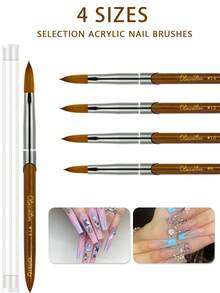 Cọ vẽ móng OLASALON 100% lông chồn, cán gỗ đàn hương, đầu kim loại (màu nâu), thích hợp cho móng gel, móng acrylic, dụng cụ chuyên nghiệp tại salon làm móng, tự làm móng tại nhà. - màu nâu - Xem 8