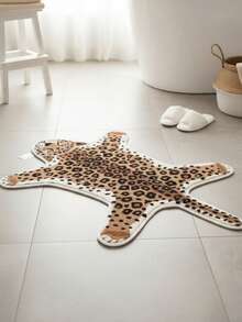 1pc Plush Leopard Brown Area Rug - Soft, Absorbent, Suitable For Bedroom, Living Room Or Bathroom, Machine Washable, Bath Mat, Decorative Rug, Bedroom Decor, Small Rug, Carpet, Home Decor, Living Room Rug, Living Room Small Rug, Bedroom Rug, Living Room Home Decor - Multicolor - View 4