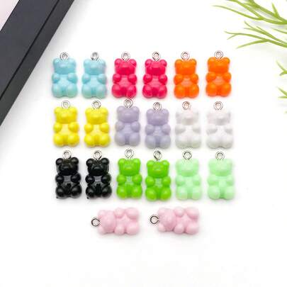 10/20个 11x21毫米 可爱亚克力小熊吊坠 - 制作珠宝（耳环/手链/项链）和包包配件的工艺材料