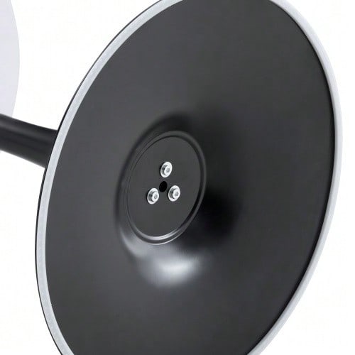 Round Side Table 60cm / Small Dining Table In MDF: Top Made With High Quality Thermoforming Technology, Black Marble Look, Black Support Leg – Perfect For European Living Spaces. - Khaki - View 5