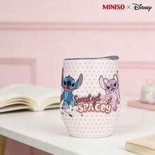 MINISO X Disney Lilo & Stitch & Angel Sweet Yet Spacey Pink Polka Dot Insulated Stainless Steel Eggshell Tumbler With Lid,Double-Walled Vacuum Cup For Coffee,Wine,Drinks - 彩色 - 查看 3