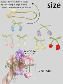 2/3/5pcs Satin Tulip Decorative Ribbons - Multipurpose Floral Accessory For Hair Clips, Curtain Ties, Gift Wrapping, Bouquet Binding, And DIY Crafts, Ideal For Spring, Mother's Day And Holiday Gifts - A - View 4