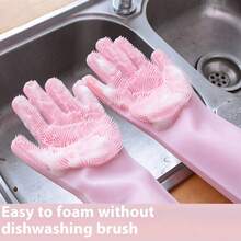 Thick Silicone Multi-Purpose Household Cleaning Gloves / Scratch & Bite Resistant Pet Bathing & Massage SPA Grooming Brush Gloves - Silicone Gloves - View 3