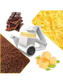 1pc Handheld Cheese Grater, Home Use Cheese Shredder, Manual Rotary Cheese Grater, Reusable Hard Cheese Chocolate Nut Shredder, Kitchen Gadget - White - View 5