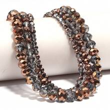 1pc Faceted Abacus Bead Crystal Flat Bead Multi-Color Loose Beads, Fashionable Colorful Cute Electroplated Versatile Craft DIY Beads For Bracelets, Necklaces, Jewelry Making, Phone Straps, Keychains - Transparent Semi-electroplated Brown - View 4