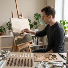 9件套艺术肌理刀，美术学生调色刀，不规则刮刀，油画工具，水彩丙烯颜料刀 - 套裝 - 查看 4