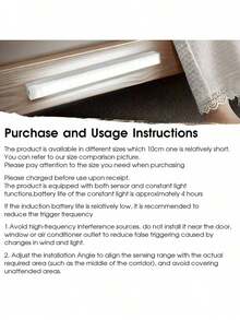 1 pieza Luz de gabinete con sensor de movimiento LED - Luz de armario y luz nocturna recargable magnética - Decoración del hogar y accesorio de cocina autoadhesivo, adecuado para cocina, dormitorio, gabinete, armario, escaleras, iluminación de pasillos (Tamaño: 10/20/30/50cm) - Luz multicolor - Ver 9