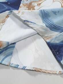 Flowing Ocean Waves And Soft Marble Textures Blend In Calm Blue Tones Symbolizing Freedom And Elegance 3D Print Casual Short Sleeve Men's Shirt Summer Beach Fashion Top - 白色 - 查看 3