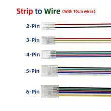 Conector de 2/3/4/5/6 polos para luces de cinta LED IP20 IP65 5050 3528 2835 de 8mm, 10mm y 12mm con abrazadera fijadora de conexión rápida a cable - Tira para cablear A - Ver 7
