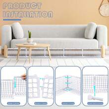 12 Pcs Under Couch Blocker For Bed Adjustable Furniture Plastic Under Bed Blocker With 30 Ties White Couch Barriers For Dogs Pets Cats (Style3),44285995 - B - Xem 5