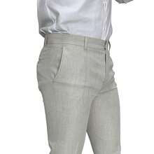 Men's Slim Fit Melange Tailored Trousers - 米色 - 查看 3