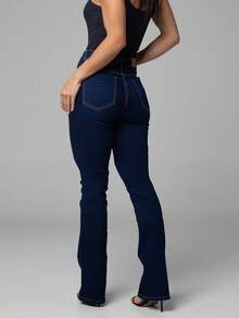 Sawary Jeans Women's Flare Boot Cut Original Premium Sawary Jeans High Waist Hot Pants Sizes 36 To 48 - 深藍色 - 查看 2