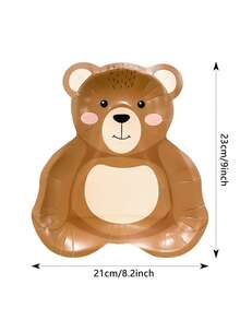 Bộ 10/20/30 đĩa dùng một lần hình gấu bông màu nâu kích thước 9x8.2 inch, đĩa giấy hình gấu, đĩa ăn hình gấu hoạt hình dễ thương cho sinh nhật, tiệc mừng em bé, đồ dùng tiệc chủ đề gấu bông, đĩa bánh tráng miệng dành cho nam và nữ. - Nhiều màu - Xem 2