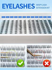 Bộ nối mi tự nhiên 144 sợi, nhẹ và mảnh, mi đơn 8-16mm, bao gồm keo dán mi và nhíp, thích hợp sử dụng tại nhà, cho người mới bắt đầu, khi đi du lịch, sử dụng hàng ngày, dự đám cưới, hẹn hò, tiệc tùng, kỳ nghỉ, cũng là lựa chọn tuyệt vời cho Giáng sinh/Halloween/quà tặng. - màu đen - Xem 4