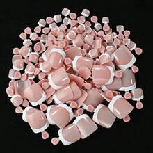 120片法式短款美甲贴片，亮面方形多色假脚趾甲，全覆盖软胶贴片，可卸式美甲贴片，奢华美甲贴片，适合女性、女孩，居家DIY美甲沙龙 - DIY修脚美甲用品 - 彩色 - 查看 3