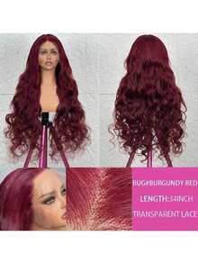 蕾丝前假发，真人混纺发，自然波浪，预先拔毛，无胶，200密度，女士真人混纺假发，预先拔毛，13x4高清蕾丝前假发，无胶，自然黑 - SBUG - 查看 5