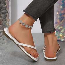 Womens Flip Flops Thong Sandals Shoes Flats For Ladies Slides Lightweight Slippers Summer Casual Beach Dressy Sandals - 白色 - 查看 6
