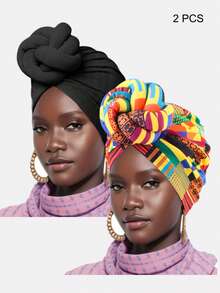 1/2 piezas Sombrero turbante árabe trenzado 3D para mujer, tocado versátil - Blanco - Ver 13