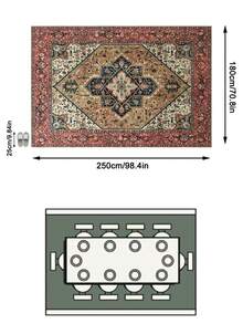 1pc Vintage Persian-Bohemian Classic Floral Rug/Carpet/Area Rug/Doormat, Soft Faux Wool, Suitable For Bathroom, Kitchen, Entryway, Hallway, Bedside, Living Room, Bedroom, All Season Machine Washable, Home Decor - Multicolor - View 14