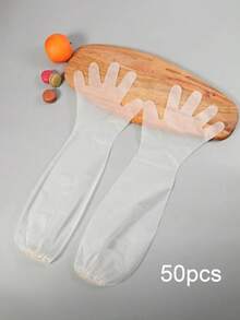 10只装CPE长袖家用手套，适用于厨房洗碗、清洗蔬菜，加厚加长，弹性袖口，防水防油，厨房、浴室、家居用品 - 無色 - 查看 16