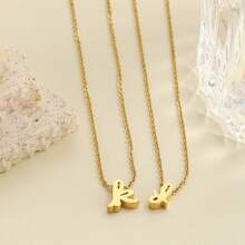 1pc Minimalist Stainless Steel 26 Initial Letter Necklace Pendant, Suitable For Commuting And Daily Wear - Yellow Gold - View 8