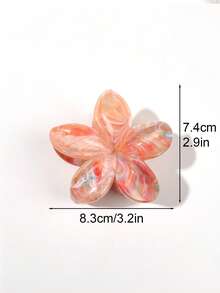 1个ABS材质暖色调蜜桃粉色大理石扎染亮面3D雏菊花，复古春日乡村风，温柔活力甜美氛围，适合海滩度假、丸子头、派对、下午茶、野餐等夏季发饰沙滩抓夹度假 - 彩色 - 查看 3