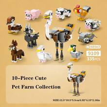 250+Pcs 10-In-1 Birds/Insects/Marine Life/Dinosaurs/Farm Animals Children's Educational Puzzle Building Blocks Set, Desktop Decor, Great Gift For Holidays, Birthdays - Multicolor - View 10