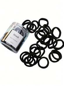 300/200/100/10pcs Black High Elasticity Hair Ties, High Elasticity Seamless Hair Ropes, Soft Hair Ties, Suitable For Daily Styling, Back To School, Halloween, Soft And Fluffy, College Dorm Essential, Camping Essential, Holiday Essential, Summer. - Black - View 5