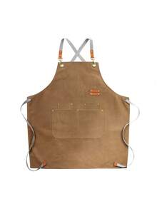 1 chiếc tạp dề đầu bếp bằng polyester có dây đeo chéo điều chỉnh được, mềm mại và thoáng khí, 4 túi, thích hợp cho nhà hàng, nhà bếp, nấu nướng, làm bánh, vẽ tranh, làm vườn và các trường hợp khác, tạp dề đeo eo unisex. - Nhiều màu - Xem 6
