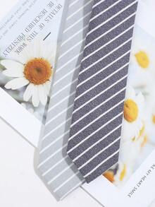 1条男士时尚休闲条纹领带，适合日常穿着、通勤、派对搭配 - 彩色 - 查看 2