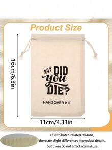 10件/5件装紧急解酒包帆布袋，应急求生包，婚礼礼品袋，红十字会亚麻礼品袋。适用于单身派对、母亲节、毕业典礼、康复活动派对装饰、创意小礼物、节日用品、生日派对用品、生日礼物、手工装饰、婚礼装饰（但你真的死了吗？） - 彩色 - 查看 5