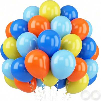 22/42pcs 10-Inch Blue, Orange And Yellow Latex Balloons, Latex Balloons For Birthday, Graduation Ceremony, Birthday Party Decoration