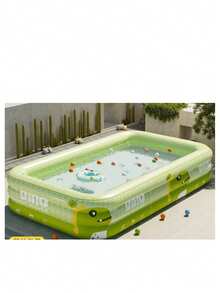 1pc Large Dinosaur Theme Inflatable Swimming Pool With Playground Feature - Durable PVC, Foldable And Portable, Ideal For Family Water Fun And Backyard Pool Parties, Outdoor Water Entertainment|Dinosaur Theme Pool|PVC Inflatable Pool No Sunshade - Multicolor - View 12