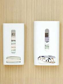 1pc/2pcs Hanging Underwear, Socks, Accessory Storage Box, Closet Organizer, No-Drill - Putih - View 2