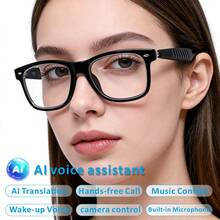 Nuevas gafas inteligentes de traducción de idiomas de inteligencia artificial, con micrófono incorporado, altavoces estéreo duales, control de música y llamadas inalámbricas, control de cámara, conversación por voz, asistente de voz de IA, gafas de audio - Ver 3