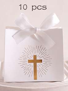 10 hộp trang trí hình thánh giá, với họa tiết thánh giá vàng và hoa văn, được buộc bằng ruy băng và gói theo chủ đề tôn giáo, thích hợp cho Lễ Phục Sinh, Đám cưới, Ngày của Mẹ, Lễ Rước Lễ lần đầu, Lễ Rửa Tội và làm quà tặng đám cưới. - nhiều màu - Xem 21