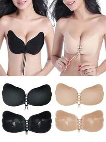 4pcs Butterfly Wing Adhesive Bra Invisible Strapless Push Up Backless Lift Bra For Wedding Dress - Multicolor - View 8