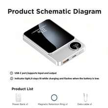 High Speed Fast Charging Portable Power Bank, 10000mAh Slim Lightweight Battery Pack, Magnetic Wireless Charger Support, USB-C Input & Output, Travel Friendly Design For Airplane Outdoor Camping, Daily Carry Essential, Reliable Emergency Power, Budget Electronics Gifts For Men Women Holiday - mặc định - Xem 5