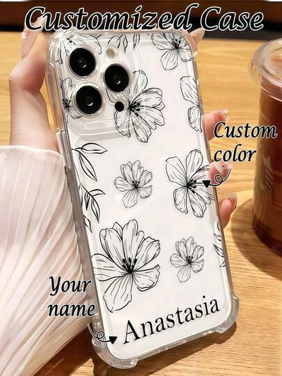 1 pezzo Custodia per telefono personalizzabile, trasparente e antiurto, con design di font personalizzato, custodia per telefono personalizzata e alla moda per S25 Ultra/S25 Plus/S25/S24 Ultra, 11/11 Pro/11 Pro Max/12/12 Pro/12 Mini/12 Pro Max/13/13 Pro/13 Pro Max/13 Mini/14/14 Plus/14 Pro/14 Pro Max/15/15 Plus/15 Pro/15 Max/16/16 Plus/16 Pro/16 Pro Max 16E, telefoni Android