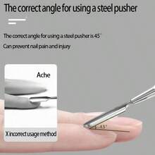 1pc Dual-Ended Cuticle Pusher, Stainless Steel Nail Cleaner Tool For Nail Care, Manicure, Nail Trimmer, Nail Technician Use - Silver - View 6