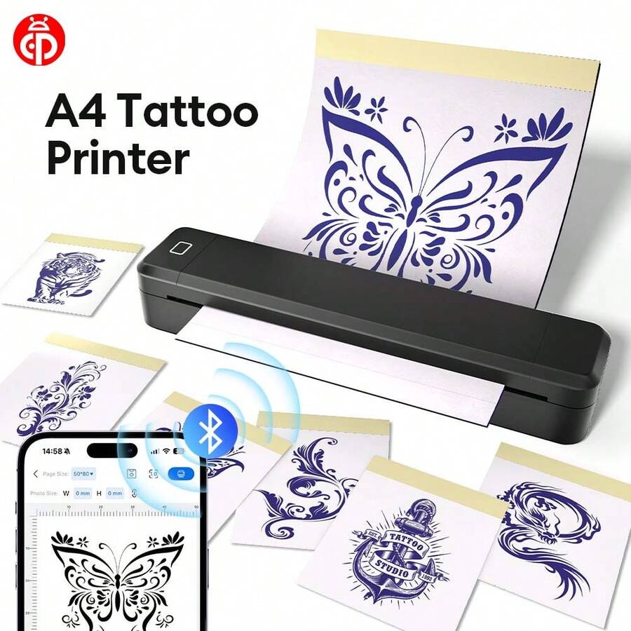 Marklife A4纹身打印机 X8 迷你便携式蓝牙A4纹身纸打印机，适用于DIY纹身，可用于办公室和小型企业