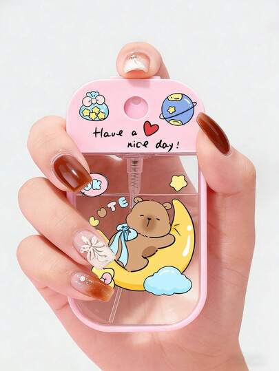 New Cute Capybara Pattern Transparent PET Spray Bottle, Perfume Atomizer, Makeup Remover Liquid Dispenser, Facial Mist Sprayer, Suitable For Nail Polish Remover, Toner And Makeup Remover, Reusable, Travel Essential, Perfect Travel Accessory, Holiday Gift, Mother's Day, Teacher, Friend, Valentine's Day Gift, Travel Spray Bottle