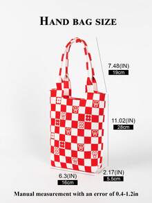 Túi xách mini nhẹ, có thể gập lại, dễ thương màu xanh dương, chất liệu nhựa rỗng, thoáng khí, phối màu tương phản, thích hợp cho kỳ nghỉ, chụp ảnh, đi học, dành cho nữ sinh. - Đỏ - Xem 2