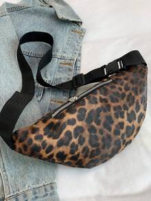 1pc Leopard Print Waist Bag, PU Material, Unisex, Adjustable Leopard Print Crossbody Fanny Pack, Multi-Zipper Design, Suitable For Fitness, Travel, Daily Use, Portable Phone, Small Interior, Cycling, Outdoor Sports - Multicolor - View 8