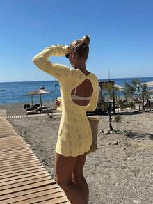 Đầm len nữ tối giản, thanh lịch, màu trơn, kiểu dáng thường ngày, thích hợp cho mùa xuân/hè. - mai sâu - Xem 7