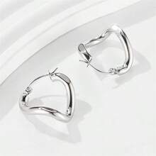 1件装时尚扭曲抛光不锈钢耳环，奢华个性化设计，百搭派对庆典嘻哈耳环饰品 - 金色 - 查看 3