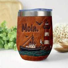 1 chiếc/5 chiếc cốc Moin hình ngọn hải đăng và thuyền buồm 12oz (1 chiếc) - Cốc giữ nhiệt giả da chủ đề hàng hải, thích hợp cho những người yêu thích bờ biển nước Đức, quà tặng chủ đề hàng hải và những ngày đi biển. - Đa sắc màu - Khởi hành - Xem 4