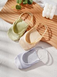 1/3/5双装女士隐形船袜，半掌绑带夏季隐形袜，薄款隐形高跟袜 - 彩色 - 查看 3